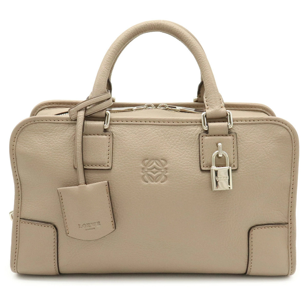 Loewe Amazona Handbag Boston Bag Leather Greige Gray